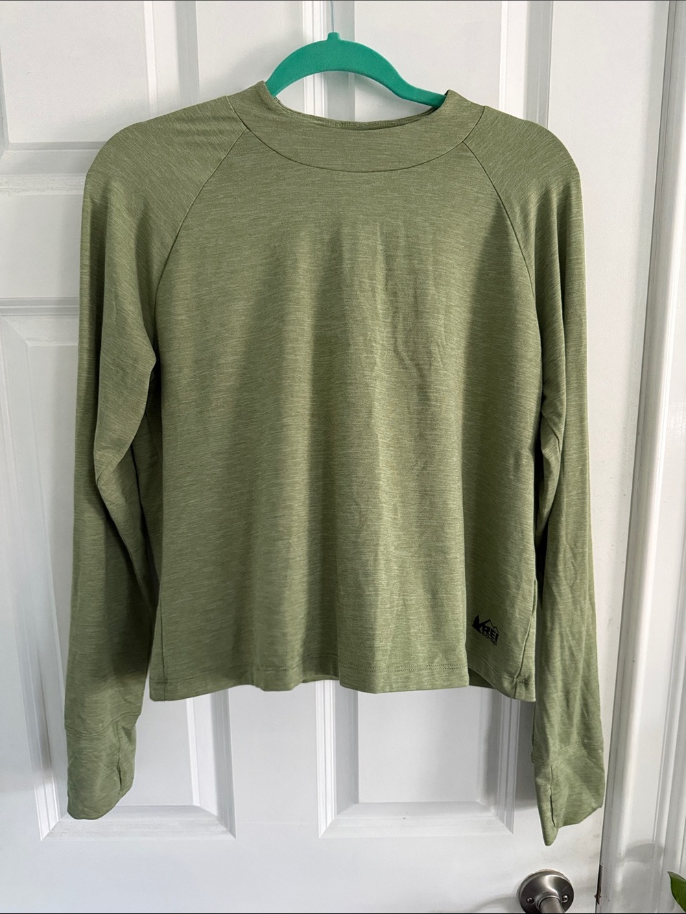 REI Olive Green Long Sleeve Raglan Tee
